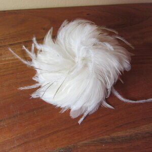 feather flower hair clip or brooch Fascinator hand made by ME! White (444B)